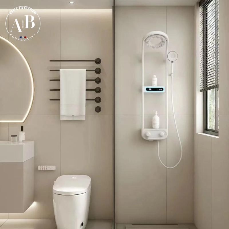 Halo - Colonne de douche thermostatique hydro-électrique à affichage digital