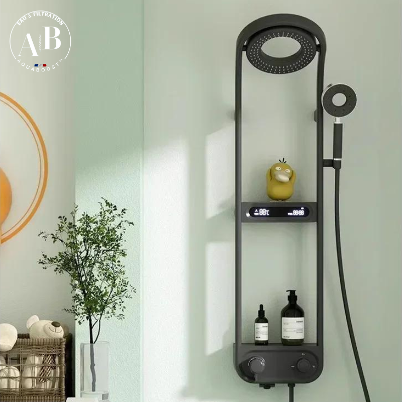 Halo - Colonne de douche thermostatique hydro-électrique à affichage digital