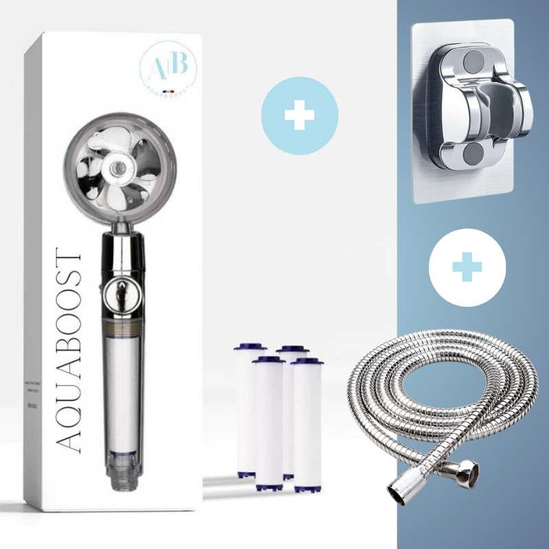 Pack DOUCHE (douchette aquaboost + 5 filtres + support + flexible 2m.)