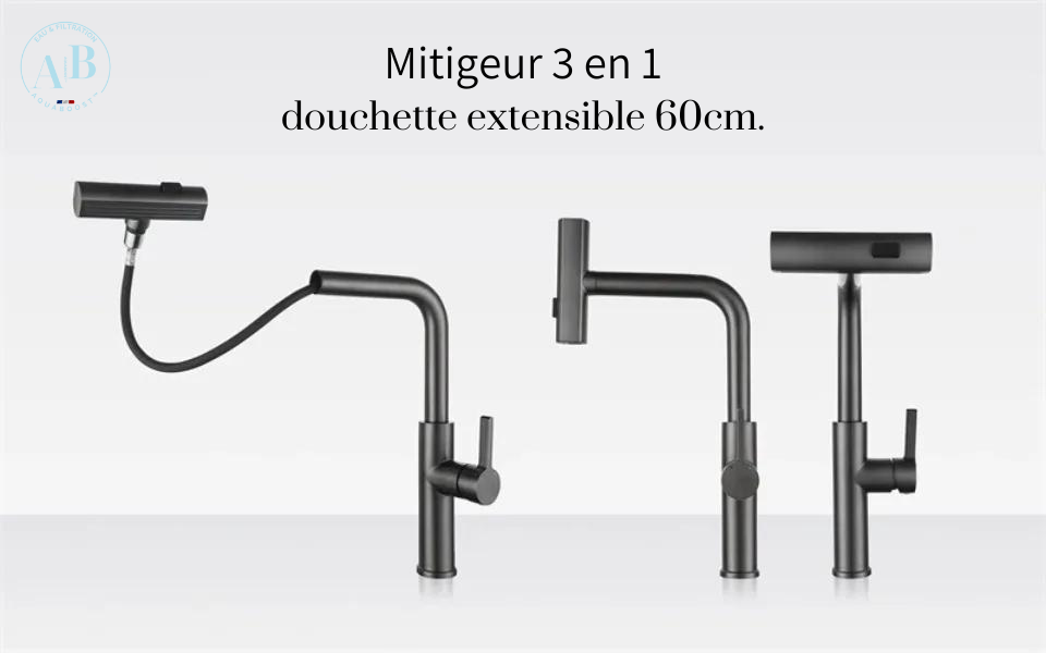 AQUATWIST Premium - Mitigeur de cuisine 3 modes avec douchette