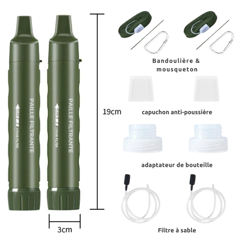 Purificateur d'eau personnel (survie, urgence, voyage)